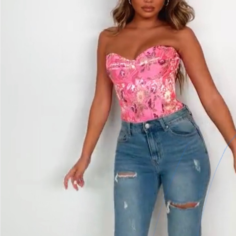 Pink corset from PLT with flowers . Brand new never wore at all. Size 8.